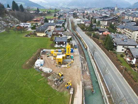 Soilcrete Arbeiten gegen Hochwasser in Saalfelden