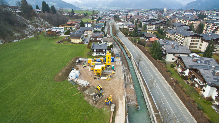 Soilcrete Arbeiten gegen Hochwasser in Saalfelden